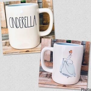 NWT Rae Dunn Disney Princess CINDERELLA White Blue Black Glossy Ceramic Mug